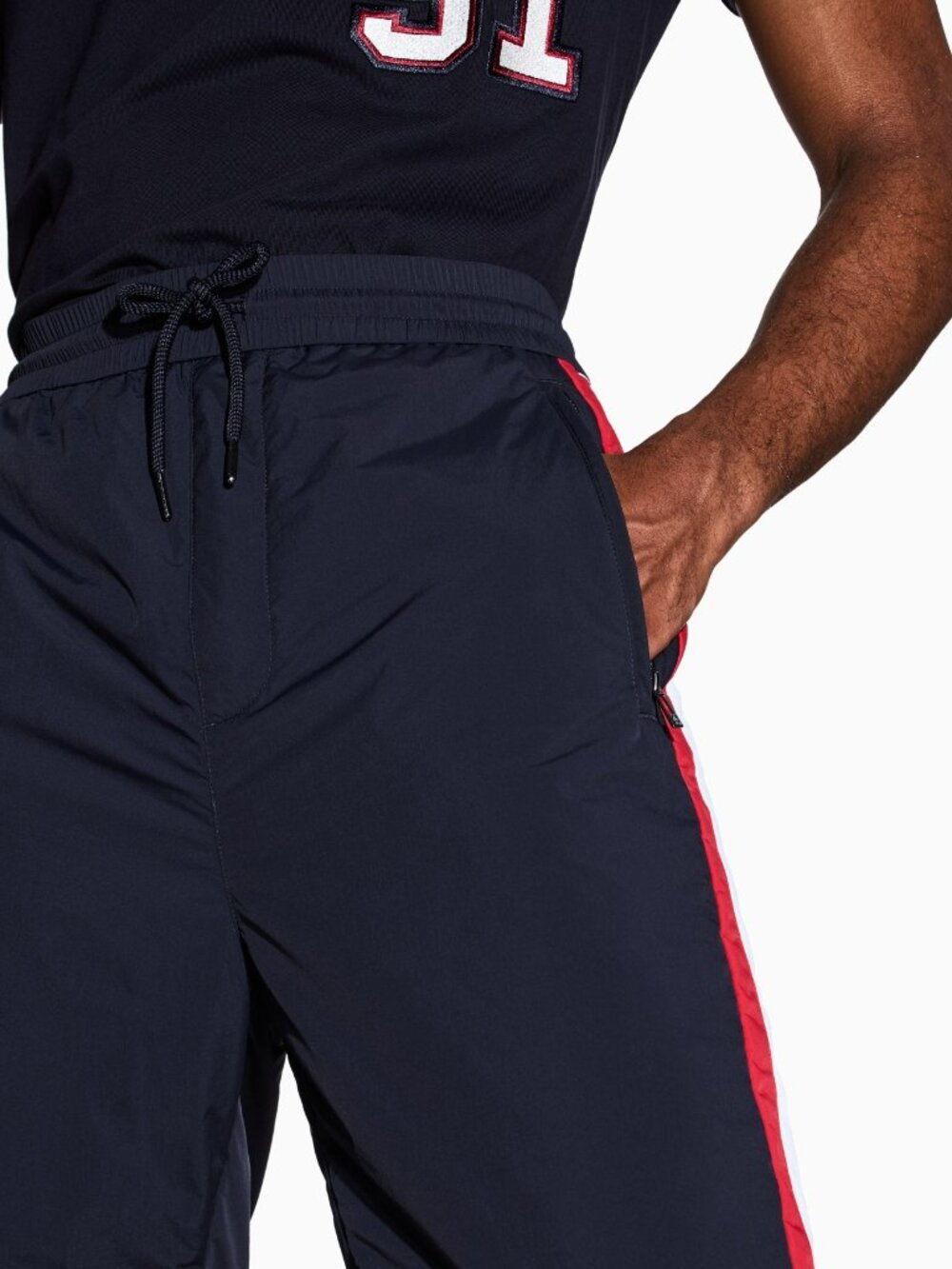 Armani Exchange Side Stripe Track Pants Navy Red White Joggers Size 29 - Picture 5 of 6